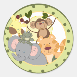 Oerwoud Safari Ronde Favor Stickers