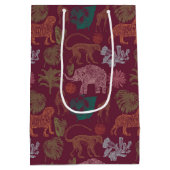 Oerwoud Safari Roze Baby shower Medium Cadeauzakje (Achterkant)