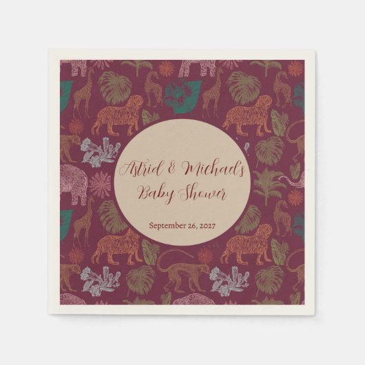  Oerwoud Safari Roze Baby shower Servet (Voorkant)