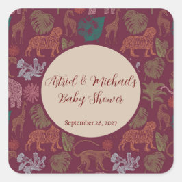  Oerwoud Safari Roze Baby shower Vierkante Sticker