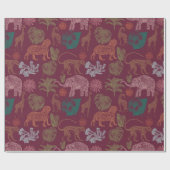  Oerwoud Safari Roze Cadeaupapier (Vlak)