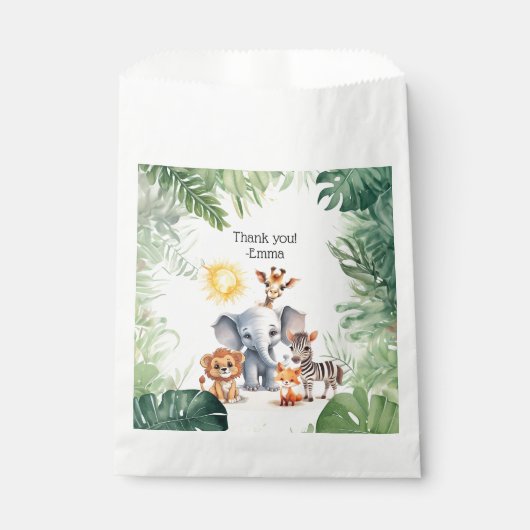 Oerwoud safari schattige babydieren kinder feestth bedankzakje (Voorkant)