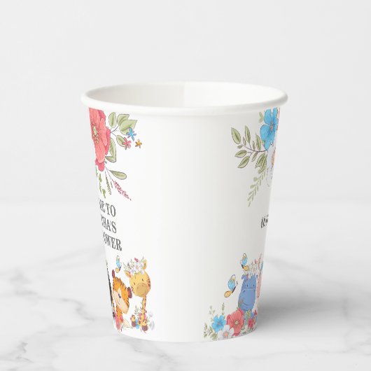 Oerwoud safari schattige babydieren tropisch feest papieren bekers (Links)