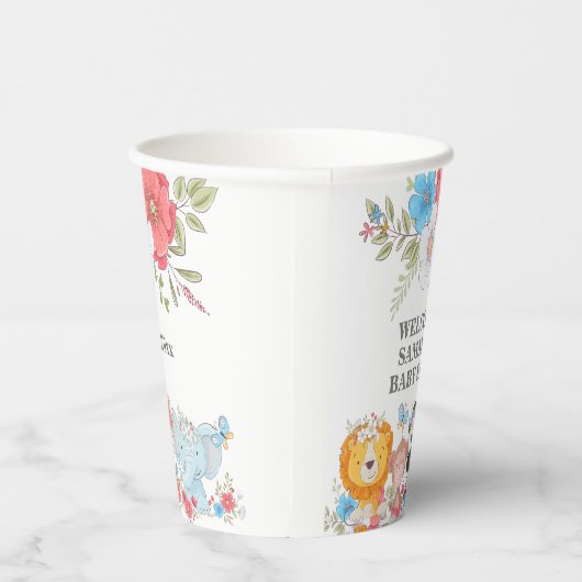 Oerwoud safari schattige babydieren tropisch feest papieren bekers (Rechts)