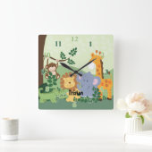 Oerwoud Safari  Square Clock Vierkante Klok (Huis)