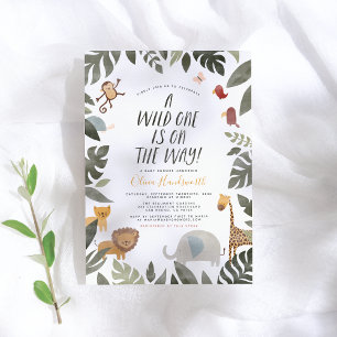 Oerwoud Safari Storybook Wild One Baby Boy Shower Kaart