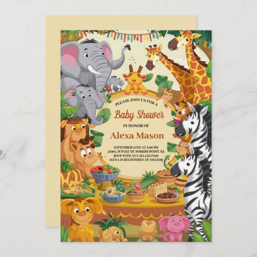 Oerwoud Safari Thema Baby shower Kaart (Voorkant / Achterkant)