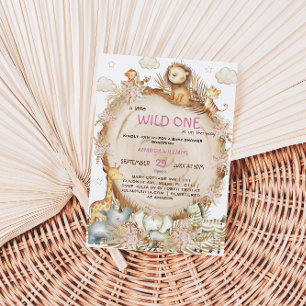  Oerwoud Safari Theme Baby Girl Shower Kaart