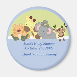 Oerwoud Safari Tiger Giraffe Elephant Monkey Favor Magneet