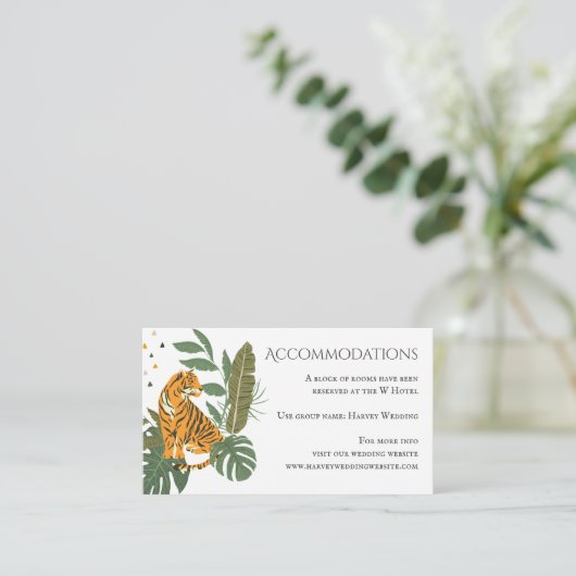 Oerwoud Safari Tiger Wedding Accommodations Informatiekaartje (Staand voorkant)