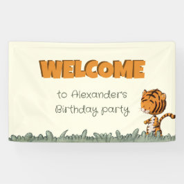 Oerwoud Safari Tijger Welkom Verjaardagsfeest Spandoek