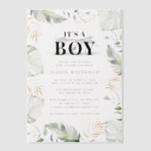 Oerwoud Safari Tropical Palms Boy Baby shower Vellum Uitnodigingen (Voorkant)