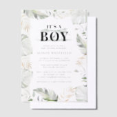 Oerwoud Safari Tropical Palms Boy Baby shower Vellum Uitnodigingen (Offset)