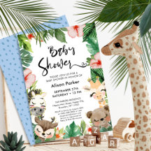 Oerwoud Safari Tropisch Bloemen Groen Baby shower