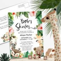Oerwoud Safari Tropisch Bloemen Groen Baby shower