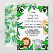 Oerwoud Safari Tropisch Dier Wild Boy Baby shower Kaart (Voorkant / Achterkant)