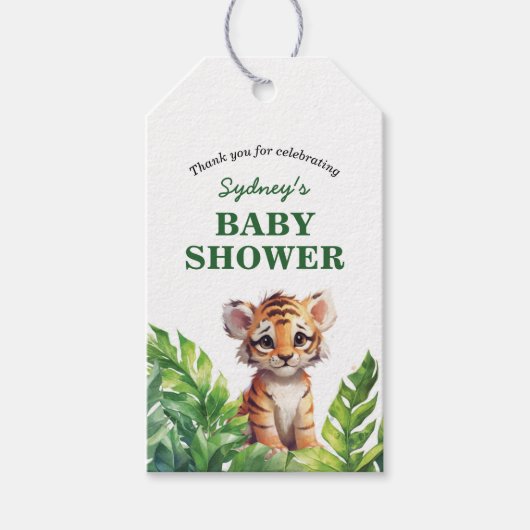 Oerwoud Safari Tropische Dieren Baby shower Favor Cadeaulabel (Voorkant)