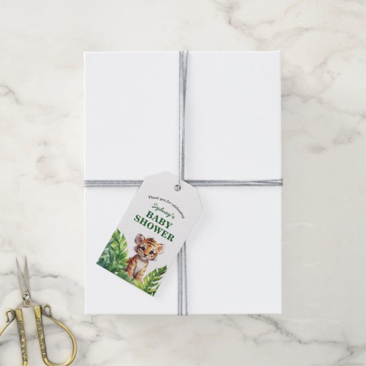 Oerwoud Safari Tropische Dieren Baby shower Favor Cadeaulabel (Met Touw)