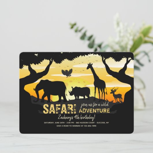 Oerwoud Safari Uitnodiging (Staand voorkant)