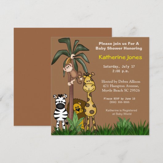 Oerwoud Safari Uitnodigingen (Voorkant / Achterkant)