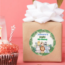 Oerwoud Safari Verjaardag Classic Ronde Sticker