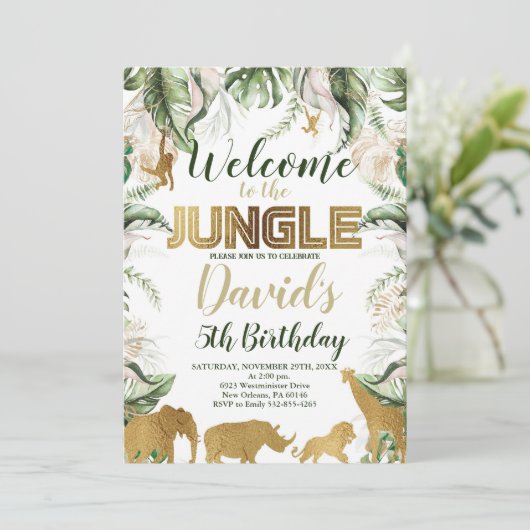 Oerwoud Safari Verjaardag, elke leeftijd, Oerwoud Kaart (Staand voorkant)