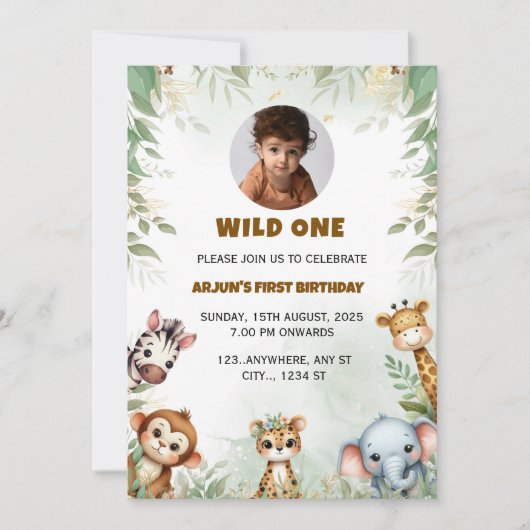 Oerwoud Safari Verjaardag Jongen Uitnodiging, Wild Kaart (Voorkant)