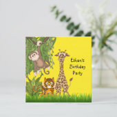 Oerwoud Safari verjaardagsfeestje Kaart (Staand voorkant)