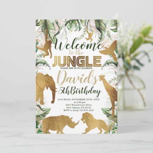 Oerwoud Safari Verjaardagsfeestje, Oerwoud Dieren Kaart (Staand voorkant)