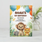 Oerwoud Safari Verjaardagsfeestje Uitnodiging voor (Staand voorkant)