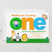 Oerwoud Safari Verjaardagsuitnodiging, 1e Verjaard Kaart (Voorkant)