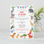 Oerwoud Safari Verjaardagsuitnodiging – Wild One T Kaart (Staand voorkant)