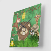Oerwoud Safari Wall Clock Vierkante Klok (Hoek)