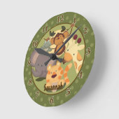Oerwoud Safari Wall Clock Voeg een naam toe Ronde Klok (Hoek)