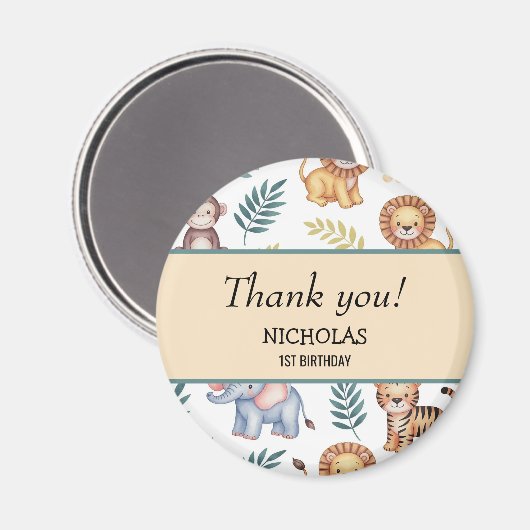 Oerwoud Safari Waterverf Animals Tropical Pattern Magneet (Voorkant / Achterkant)