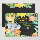 Oerwoud Safari Waterverf Schattige Boy Eerste Verj Kaart (Voorkant / Achterkant)