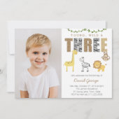 Oerwoud Safari Wild 3e verjaardag voor de jongen Kaart (Voorkant)