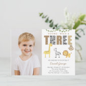 Oerwoud Safari Wild 3e verjaardag voor de jongen Kaart (Staand voorkant)