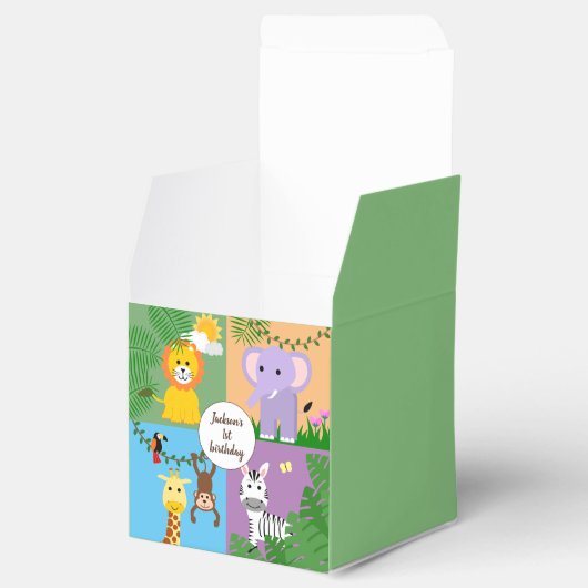 Oerwoud Safari Wild Animal Kids Verjaardag Kleurri Bedankdoosjes (Geopend)