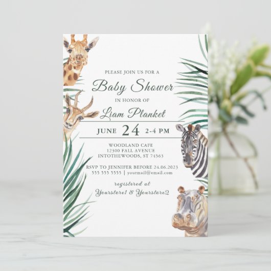 Oerwoud Safari Wild Baby shower Kaart (Staand voorkant)