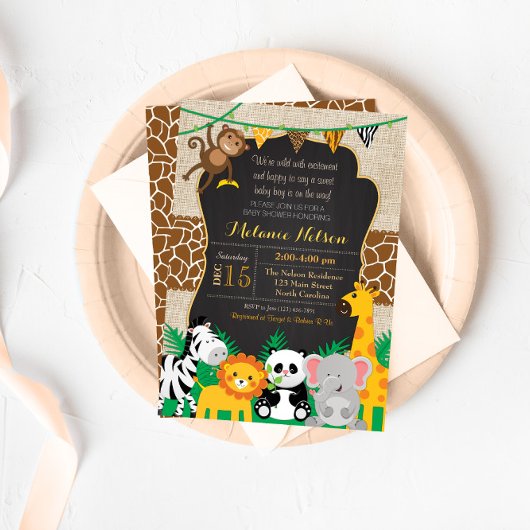 Oerwoud Safari Wild Baby shower Uitnodiging