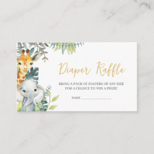Oerwoud Safari Wild Een Baby shower Luier Raffle Informatiekaartje