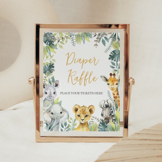 Oerwoud Safari Wild Een Baby shower Luier Raffle Poster