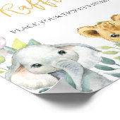 Oerwoud Safari Wild Een Baby shower Luier Raffle Poster (Hoek)