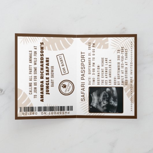 Oerwoud Safari Wild Een Baby shower Paspoort (Binnen)