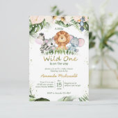 Oerwoud safari wild één baby shower Uitnodiging (Staand voorkant)