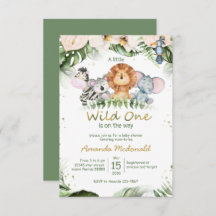 Oerwoud safari wild één baby shower Uitnodiging