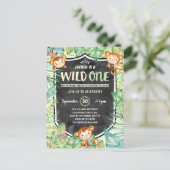 Oerwoud Safari Wild Een eerste verjaardag Briefkaart (Staand voorkant)