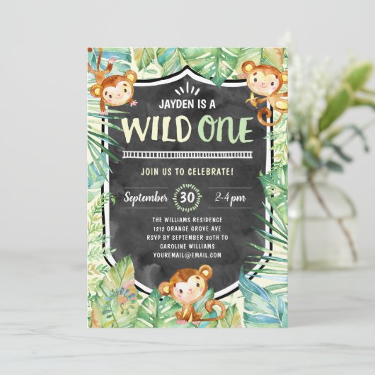 Oerwoud Safari Wild Een eerste verjaardag Kaart (Staand voorkant)