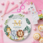 Oerwoud Safari Wild Eén van de eerste verjaardag Papieren Bordje (Feest)